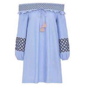 NWT Rebecca Minkoff Goldie Off-the-shoulder Embroidered Cotton Oxford S